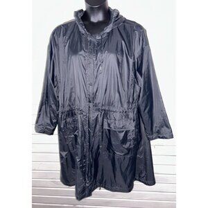 Eileen Fisher Sz PLUS ?? (See Meas) Hooded Jacket Zip Recycled Nylon $298 EUC